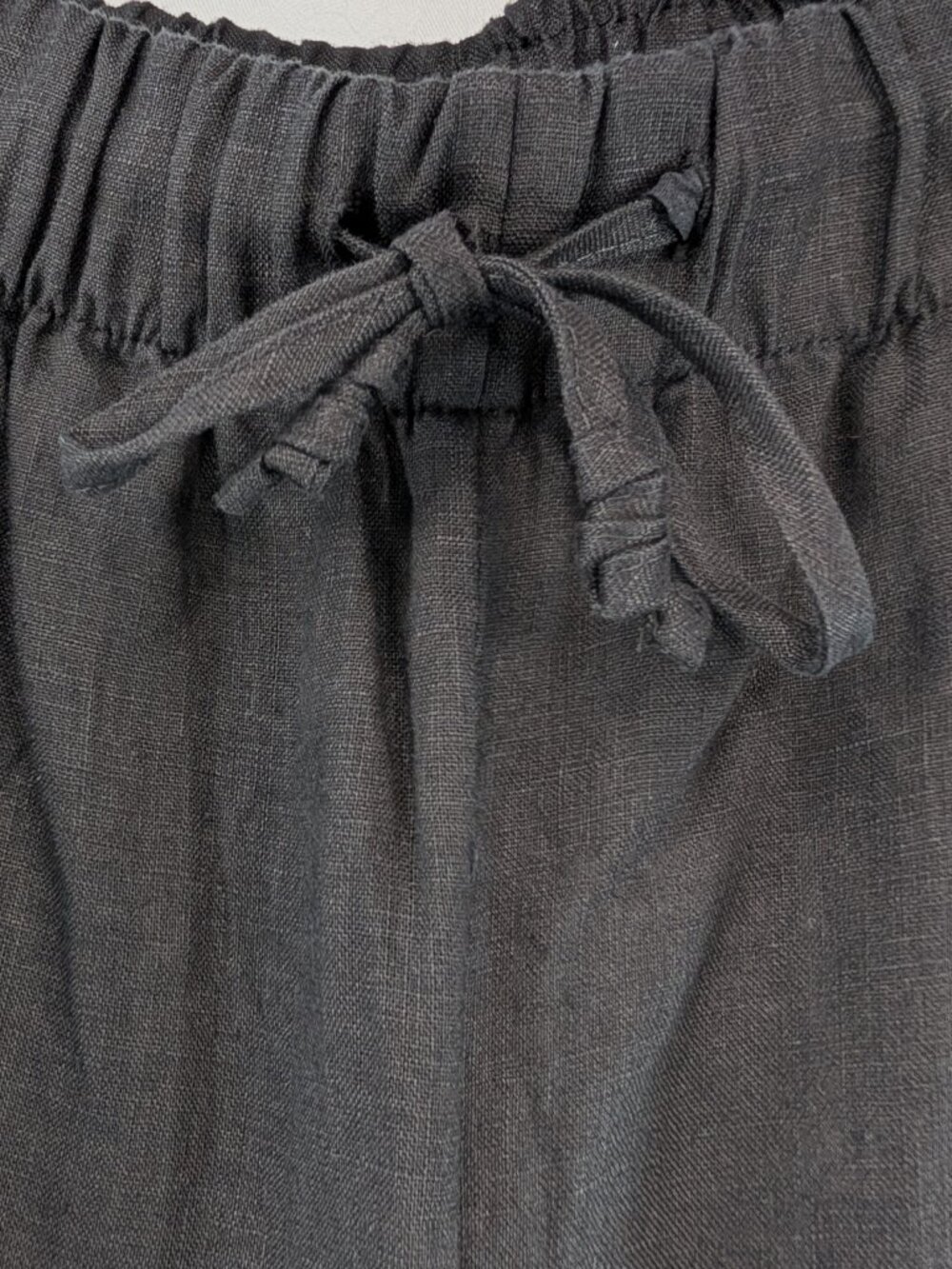 Zara 100% Linen Wide Leg Pants Womens Size XL Black Drawstring Pull-on New NWT - Picture 8 of 11